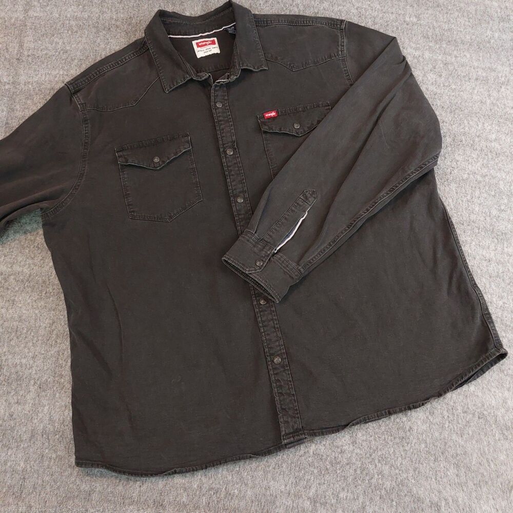 Wrangler Denim Western Pearl Snap Shirt Men's 2XL Black